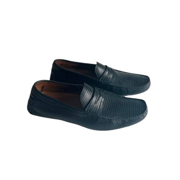 Men’s Aquatalia Black Leather Driver Loafers Rubber Outsole size 11